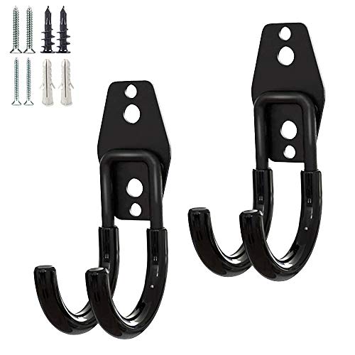GeeWatom 2 Pack Garage Storage Utility Hooks，Garage Garden Tool Organizer，Steel Wall Mount Hooks, Garden Small U Hooks (Type O-Black) - color: Type O-Black
