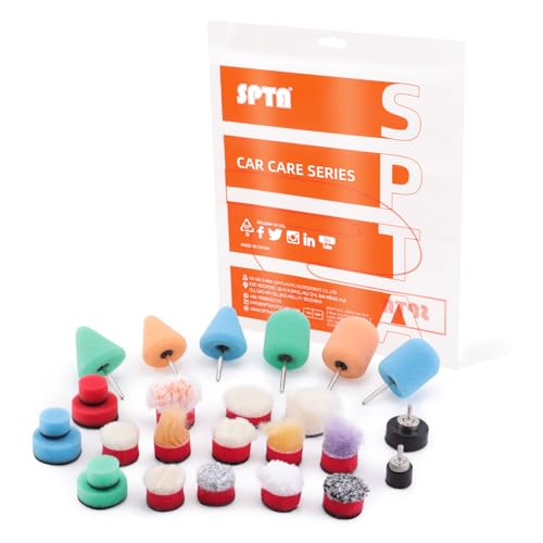 Mini Buffing Polishing Pads, 32Pcs Mini Detail Polisher Pads Use On Rotary Tools,Cordless Electric Drill, Polisher Tool for Tight Area Detailing Polishing Waxing and Sealing Glaze -HTDEPMIXUS - color: 32Pcs Mini Polishing Pads Sets