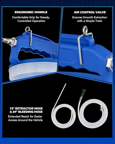 OMT 2L Vacuum Brake Bleeder Kit, 2.1 qt Pneumatic Brake Fluid Bleeder Kit | ABS Brake Fluid Extractor 1L Refilling Bottle 19 Adapters, One-Person Brake Bleed Fluid Pump Brake Bleeding Tool - size: 2L Standard Set
