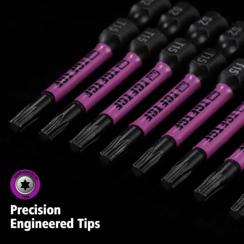 TGFTGF 12PCS T15 Impact Torx Bit Set, 2" S2 Steel Star Bits Set with Magnetic CNC Machined Tips, 1/4" Hex Shank Torx Bits for Power Tools & Drill, with Storage Case, Automotive Home Professional DIY