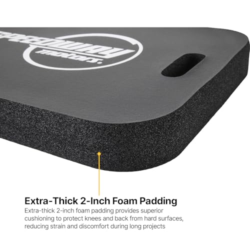 Speedway Motors Foam Work Mat Kneeling Pad for Automotive Repair, 20 x 15 x 2 Inch Thick Shop and Racing Pit Mat with Carry Handle, Comfortable Ground Protection for Garage or Track Use