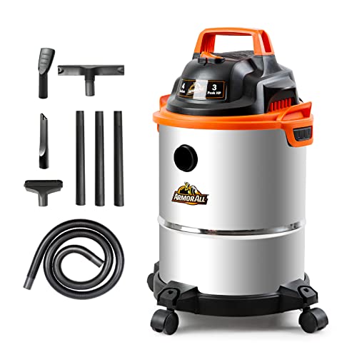 Armor All VOC408S 0901 4 Gallon 3 Peak HP Stainless Steel Wet/Dry Vacuum, Orange - size: 4-Gallon