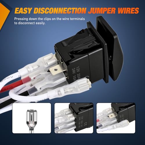 Nilight 2 Pack Momentary Rocker Switches 6 Pin Waterproof (ON)-Off-(ON) DPDT Toggle Switch 20A/12V 10A/24V with Jumper Wires Set for Cars Trucks Boats ATVs UTVs RVs - color: 2PCS 6 Pin Momentary Switches