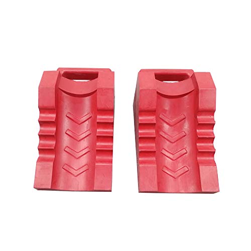 ROBLOCK 2 Pack Rubber Wheelchair Chock Stopper with Handle for Wheelchair Stability Hospital Garden Dinner Room- Red - color: Red