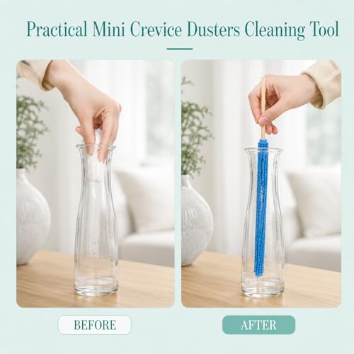 6 Pcs Fan Cleaning Tool Microfiber Detail Duster Sticks, Fan Cleaner for Stand Up Fans & Tower Fans, Crevice Cleaning Brush for Home Car Air Vent Window Blind