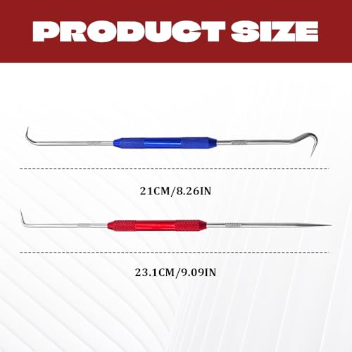 2PCS CarbonSteel Hook Tool and Pick Set, Seal Puller, O Ring Pick Set and Hook Tool, Universal Car Accessories Mini Precision Hooks Puller Remover Compatible with Most Cars