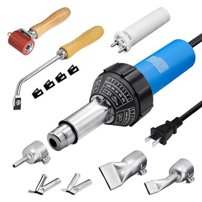 Hot Air Plastic Welder 1600W Plastic Welding Roofing Kit 110V, Vinyl PVC TPO Welding Handheld Plastic Hot Air Heat Gun Welding Torch with Various Nozzles - size: Standard Ver.
