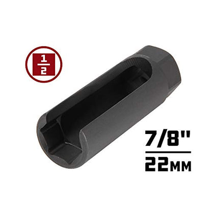 Powerbuilt 1/2-Inch Drive x 7/8-Inch (22mm) Oxygen Sensor Socket, 6 Point O2 Sensor Remover Tool with Side Wire Gate, Chrome-Vanadium Steel made - 648442 - style: Oxygen Sensor Socket