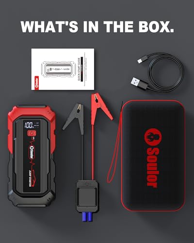Jump Starter Battery Jumper Starter Portable Car Battery Jump Starter for Up tp All Gas & 12L Diesel, 12V 6000A Portable Jump Box with 3 Modes Flashlight and Jumper Cable | 12V Portable Car Battery Jumper Box With 3 Modes Flashlight And Jumper Cable - col