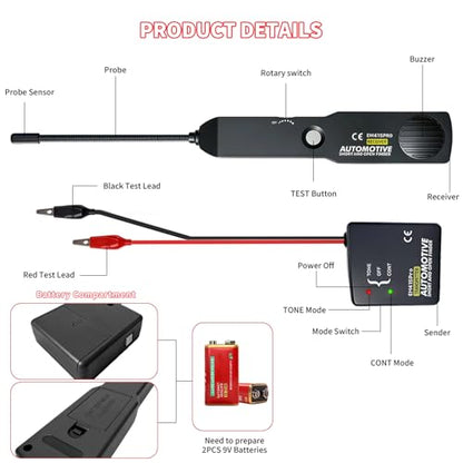 Automotive Wire Tracer Electrical, FIRSTOOL EM415Pro Automotive Short & Open Finder Circuit Tester,DC 6-42V Fault Probe Cable Tracer,Circuit Breaker Finder for Car, Boat, Trailer etc - style: No Battery