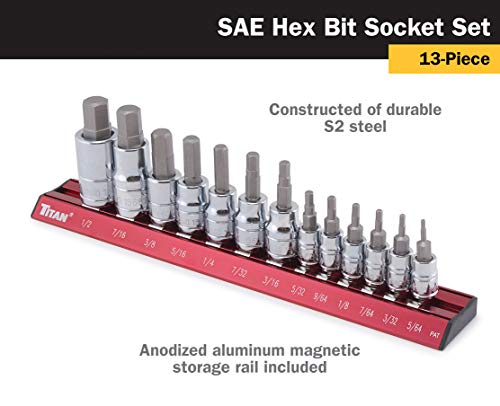 Titan 16123 13-Piece SAE Hex Bit Socket Set - style: SAE Hex