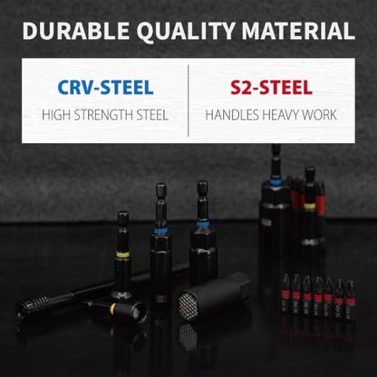86-Piece Magnetic Impact Nut Driver Set | Deep Impact Sockets & S2 Bits, Chrome Vanadium Steel, Full Metric & SAE Range for Impact Drivers & Drills