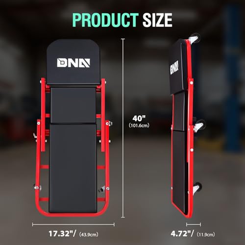‎DNA MOTORING TOOLS-00186 40 Inches 2 IN 1 Rolling Folding Car Creeper/Seat, 6 Pcs 2" Casters, 150kg Weight Capacity, Red - color: Red, size: 40 Inches