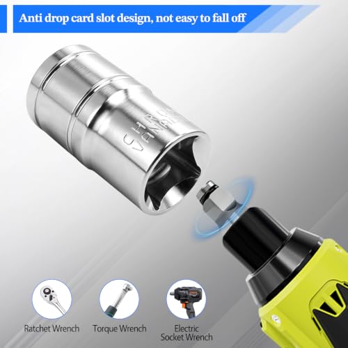 2 Pcs 1/2" Drive 16mm Shallow Impact Socket | Anti-Rounding 12 Point Design, Square Chamfered Opening, Easy Removal of Axle Nut - color: Shallow, size: 16mm