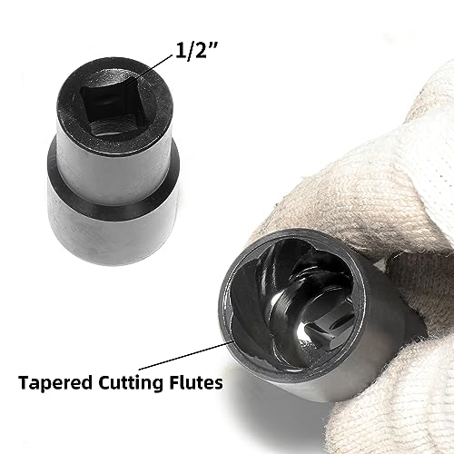 DPTOOL Bolt Nut Extractor Socket Set 17mm 19mm 21mm 22mm 24mm | 6pcs Lug Nut Remover Socket Set Wheel Locking Stripped Nut Extractor Old Rusted Damaged Emergency Bolt Remove Twist Socket - size: 6PC