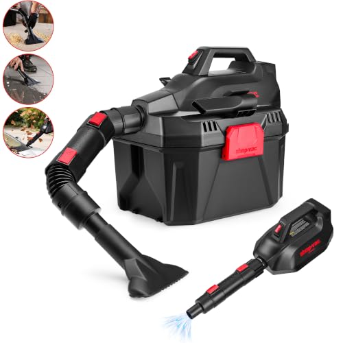 Shop-Vac Cordless 3-in-1 Wet/Dry Vacuum with Detachable Blower, 2 Gallon 20V Shop Vacuum for Car, Garage, Workshop & Jobsite, Charger Included, 5430082
