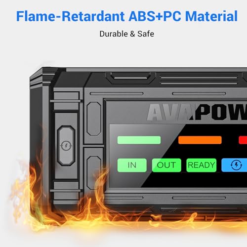 AVAPOW TJ18 5000A Battery Jump Starter Portable with 4" HD Display PD 18W Fast Charging,12V Jump Box, Car Battery Jump Starter for 8.0L Gas & Diesel Engines - size: 5000A