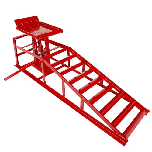 1 Pack 5T 10000lbs Hydraulic Car Ramps Low Profile Car Lift Service Ramps Truck Trailer Garage Lift Height Range 9.8" to 15" Hydraulic Vehicle Ramps Red - size: 1PC-Red