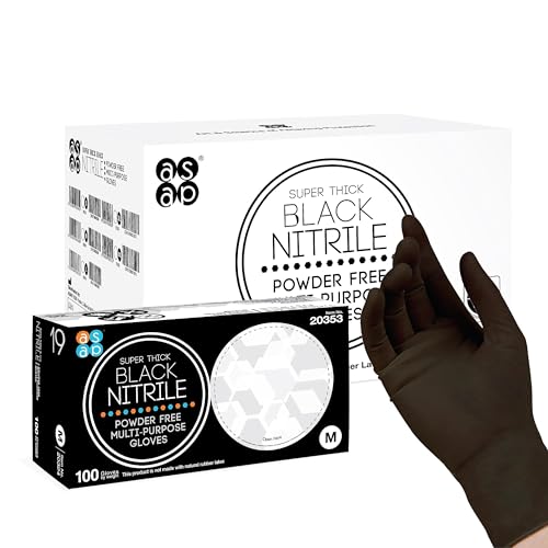 ASAP Thick Black Nitrile Gloves Disposable Latex Free - 6 Mil, Powder Free, Food Safe, Kitchen & Mechanic - size: XX-Large, style: Box of 100