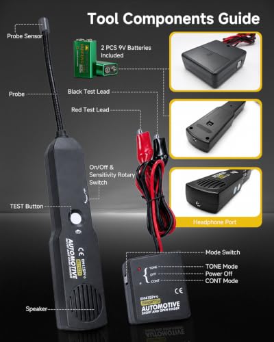 Automotive Circuit Tester Wire Tracer DC 6-42V, Circuit Breaker Finder with Flexible Probe, Open & Short Circuit Locator, Cable Tracker, Broken Wire Detector, Continuity Testers for Cars, Trucks, RVs