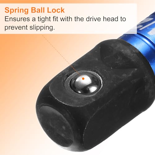 HARFINGTON Deep 6-Point Impact Socket 1/2" Drive 8mm Metric Socket 3" Length with 1/4" Hex Shank Adapter, CR-V Steel Socket Adapter Accessory Tool Set Kit for Hex Bolts Nuts - size: 8mm