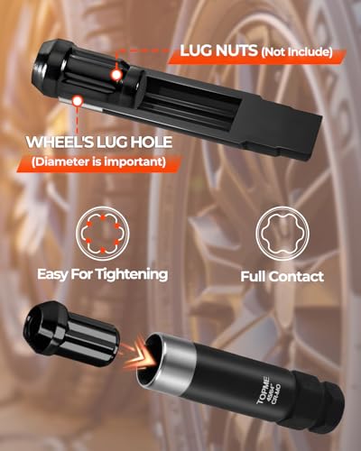 6 Spline Lug Nut Socket Set, 41/64"and 45/64 "for M12x1.25,M12x1.5 lug nuts | 6 Point Lug Nut key for Removal of Lug Nuts on Aftermarket Wheels