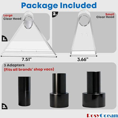 Compatible with All Shop Vacs Extractor Attachment with 2-1/2" & 1-7/8" & 1-1/4" Three Adapters Auto Detailing Vacuum Head Extraction Universal Accessory for Upholstery & Carpet Cleaning - size: Small+Large