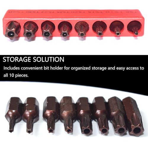 8-Piece 5 Point Torx Security Screwdriver Bit Set, TS8-TS40, 1-inch Long