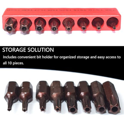 8-Piece 5 Point Torx Security Screwdriver Bit Set, TS8-TS40, 1-inch Long