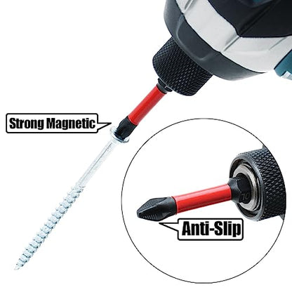 10 Pack Phillips PH2 Magnetic Anti Slip Screwdriver Bit Set 2" L TS2 Toolsteel HRC63 Anti-Slip Long Drill Bits 1/4 Hex Shank Cross Single and Double Head Bits Screw Impact Driver Bits - size: Length:50mm