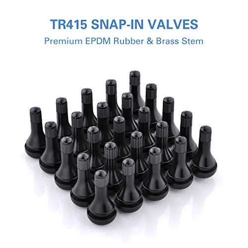 CKAuto TR415 Tubeless Rubber Snap-in Tire Valve Stems, Black, 50 Pcs/Bag | EPDM Rubber, for Standard .453" 11.5 mm Rim Holes, Compatible with Most Cars, SUVs, Light Trucks, and Trailers - size: TR415