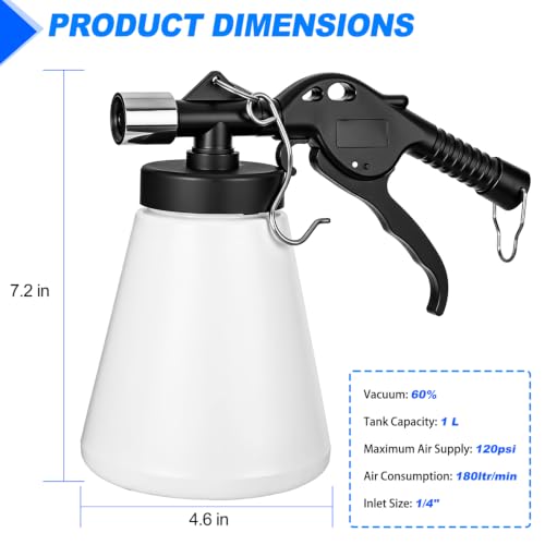 GOOACC Vacuum Brake Bleeder Kit 1L Pneumatic Brake Fluid Bleeder Bottle Fluid Extractor Pump with 4 Adapters Hanging Hook for One Person Brake System Bleeding Tools Brake Pressure Fluid Flush Kit - size: 1L Pneumatic