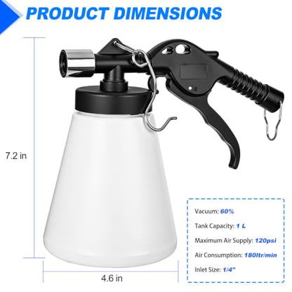 GOOACC Vacuum Brake Bleeder Kit 1L Pneumatic Brake Fluid Bleeder Bottle Fluid Extractor Pump with 4 Adapters Hanging Hook for One Person Brake System Bleeding Tools Brake Pressure Fluid Flush Kit - size: 1L Pneumatic