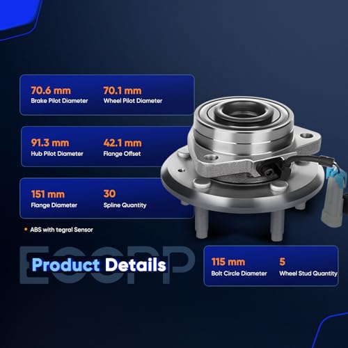 ECCPP 513276 Wheel Bearing Hub Assembly for Chevrolet Equinox 2007-2009 | for Saturn Vue 2008-2010 5 lugs w/ABS Sensor Pre-Greased Sealed - size: 513276