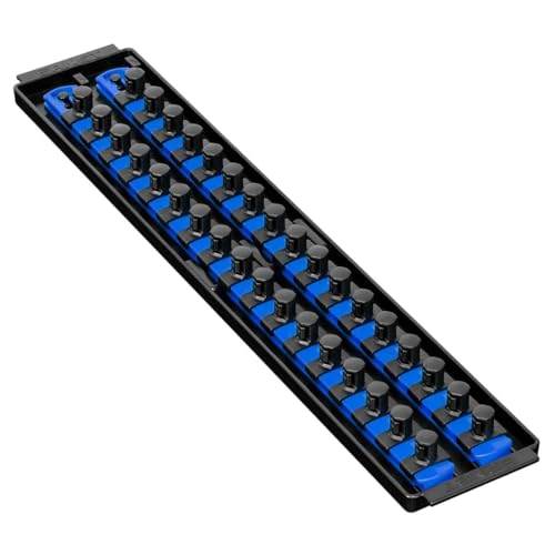 Ernst Manufacturing 19-Inch Socket Boss Organizer with Twist-Lock 2 Rails for 1/2-Inch Drive Sockets, Blue, Model 8457 – Secure and Durable Socket Storage Solution - Made in USA - color: Blue, size: 1/2"