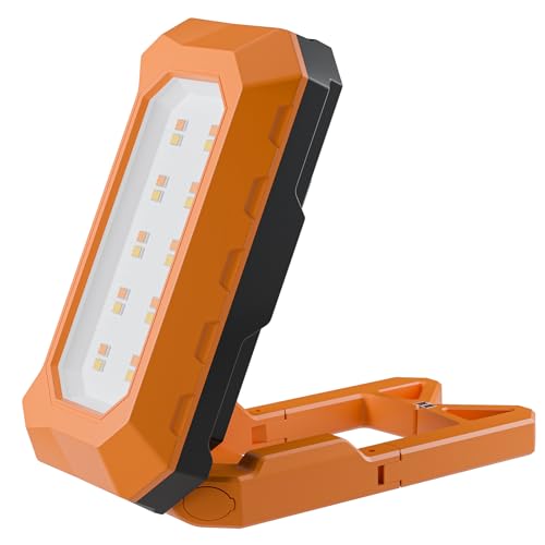Rechargeable LED Work Light Cordless, 3000K-6500K CCT 500 Lumen, 40Hour Max, Adjustable 180° Stand IP54 Waterproof Compact Portable Job Site Lighting for Auto Repair DIY Outdoor Camping, Gift for Man - style: Ultra Compact