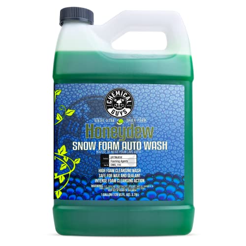 Chemical Guys, Honeydew Snow Foam Car Wash Soap for Foam Cannons, 1 Gallon | High-foaming pH-balanced suds for cannons, guns or buckets, gentle on wax and coatings, fresh honeydew scent - size: 128 Fl Oz (Pack of 1), style: SOAP