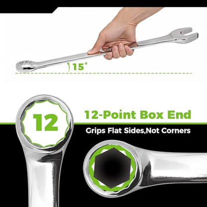 Der Erwachte Large Wrench Set with Rolling Pouch, Metric, 5-Piece, 23mm, 24mm, 26mm, 27mm, 30mm, 12 Point, Chrome Vanadium Steel - size: 5 Piece Metric 23-30mm