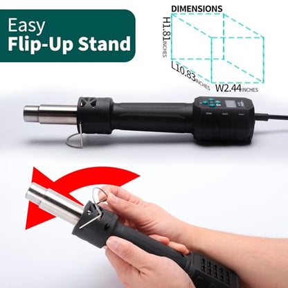 YIHUA 8858 IV Multi-Purpose Heat Gun for Crafting, Electronics Soldering, DIY, Shrink Tubing and Wrap, Torch Marker and Paste, Epoxy Resin with Temperature and Air Volume Control Function, 3 Nozzles