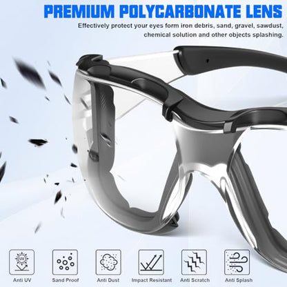 OXG Safety Glasses for Men, ANSI Z87.1 Anti-Fog Impact Resistant Protective Eyewear, Foam Gasket, UV400 Protection - color: 3-clear-black