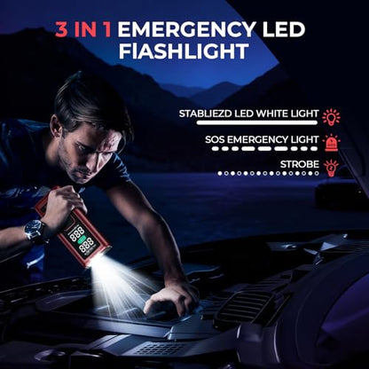 S ZEVZO Car Jump Starter with Air Compressor, 4000A 150PSI Jump Box Battery Pack(6.0 Gas/4.0L Diesel), Portable 12V Jump Box with Auto-Shutoff Tire Inflator, USB Ports, LCD Display & LED Light