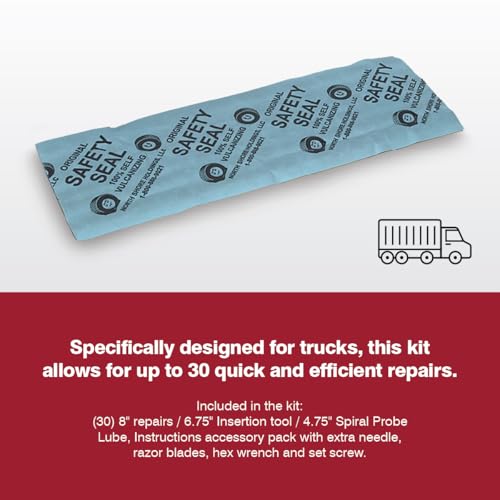 Safety Seal Tire Repair Kit – Truck Deluxe Kit, 30 Repairs (8"), 4.75" Probe, Case Kit, Tubeless Tire Repair for Trucks & Commercial Vehicles