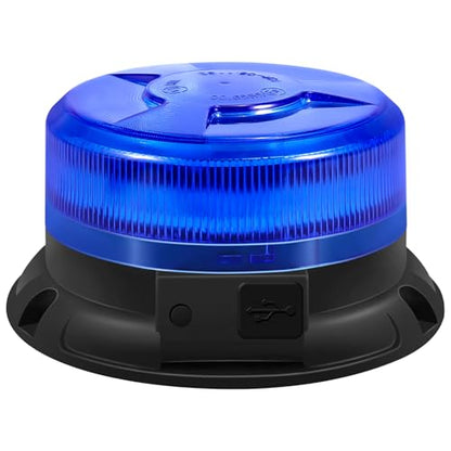 AnTom Magnetic Wireless Strobe Light Blue Warning Beacon Light for Trucks | Rechargeable Waterproof Emergency Safety Rooftop 9 Modes Rotating Flashing Lights for Volunteer Firefighter POV, Highway Hero - color: Blue
