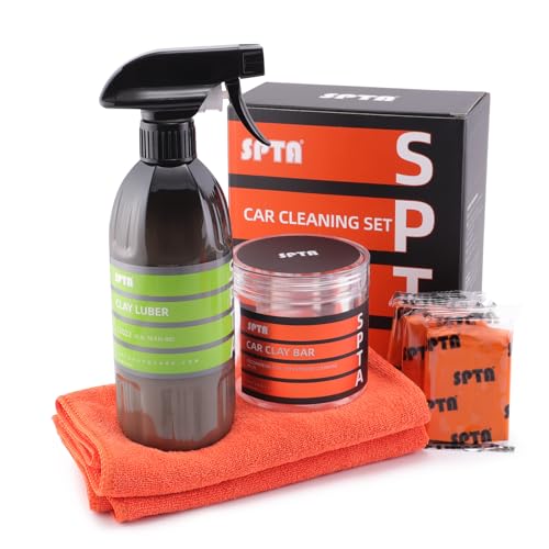 Clay Bar and Luber Synthetic Lubricant Kit, SPTA 3 Pack 300g, Medium Duty Clay Bars Detailing Magic Clay Bar with 16oz Luber Synthetic Lubricant for Car Wash Car Detailing Clean,RV, Bus,Glass Cleaning