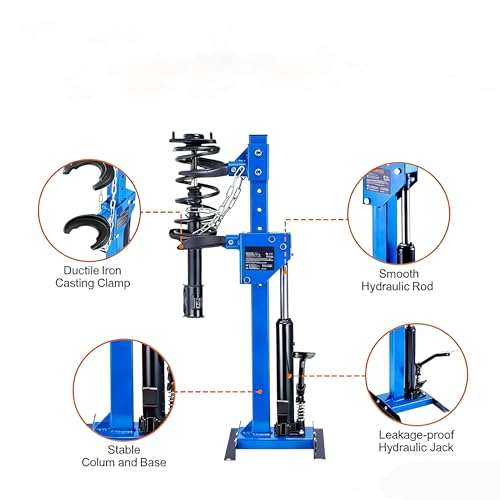 Professional Hydraulic Coil Spring Compressor for Car, SUV & Truck – Heavy Duty Foot Pedal Operated Strut & Shock Absorber Tool with Safety Lock, Durable Steel Construction, Blue - color: Blue