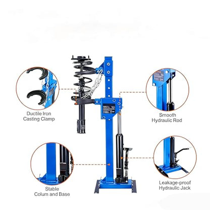 Professional Hydraulic Coil Spring Compressor for Car, SUV & Truck – Heavy Duty Foot Pedal Operated Strut & Shock Absorber Tool with Safety Lock, Durable Steel Construction, Blue - color: Blue