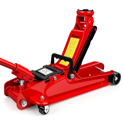 Floor Jack 2.5 Ton, 5500 lbs Capacity Low Profile Floor Jack with Single Piston Pump, Heavy Duty Steel Hydraulic Jack with Lifting Range 3.4'' to 15.2'' for Car, Sedans, Pickups, MPVs