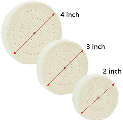 Buffing Polishing Wheel For Drill - White Polishing Wheel Cone/Column/Mushroom/T Shape 2/3/4 inch Wheel Grinding Head With 1/4'' Handle For Manifold/Aluminum/Stainless Steel/Chrome,6Pcs