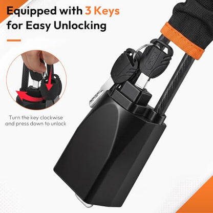 Car Steering Wheel Lock, 2PC Car Anti Theft Device, Seat Belt Lock | Thickened Steel Wire, Max 17” Locking Length, Easy Storage, 3 Keys per set, Fits Most Vehicles, Trucks, SUVs, Vans - color: Black and Black