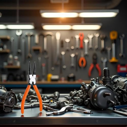 Orange Heavy Duty 7" EXTRA LONG External Straight Retaining Ring Clip Circlip Removal Plier Snap-Ring Pliers, Slip-Joint Pliers Side-Cutting Plier Sets Needle-Nose, Hand Tools